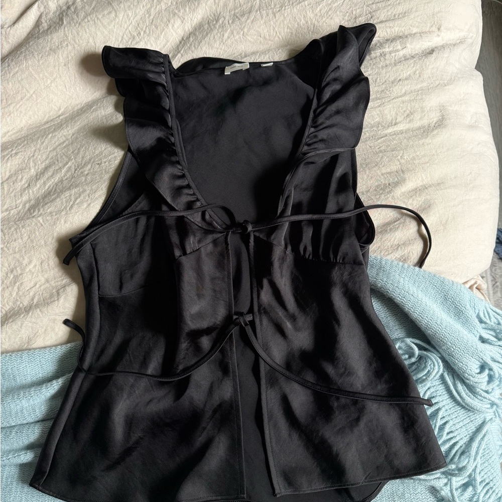 Wilfred Satin Black Tie Front Blouse